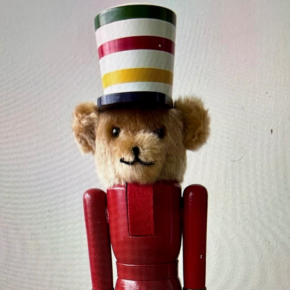 Rare HBC Stripes 18-Inch Bear Nutcracker – wooden, hand-painted. See pics.